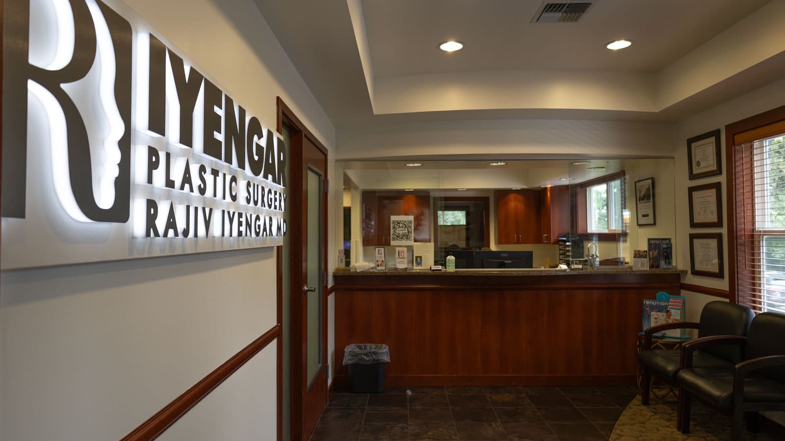 The practice's patient waiting area