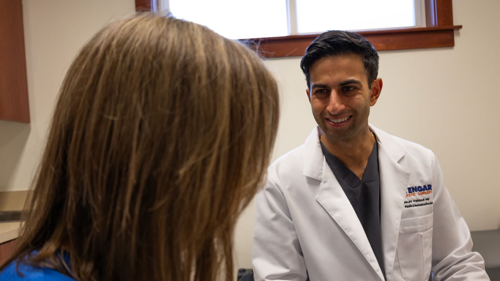 Dr. Iyengar with a patient