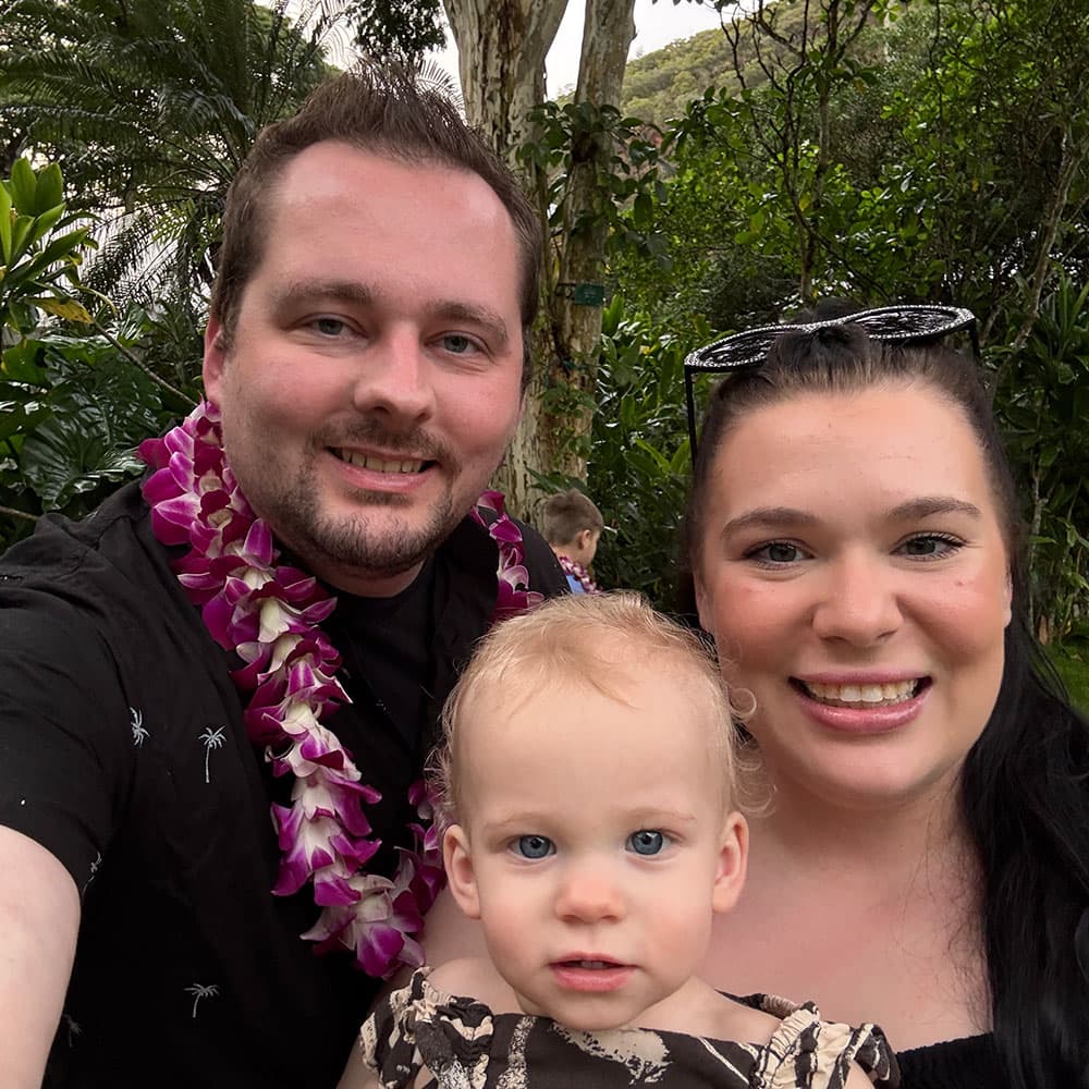 Britton with his wife Kelly and daughter Eloise in Hawaii
